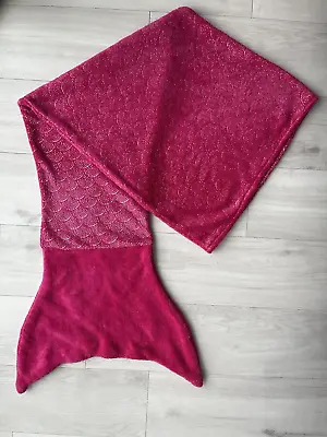 Girl's Kids Mermaid Tail Blanket Hot Pink Silver Scales • £3.99