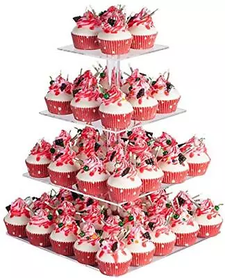 4 Tier Acrylic Cupcake Stand Premium Cupcake Holder Acrylic Cupcake Tower Displa • $36.07