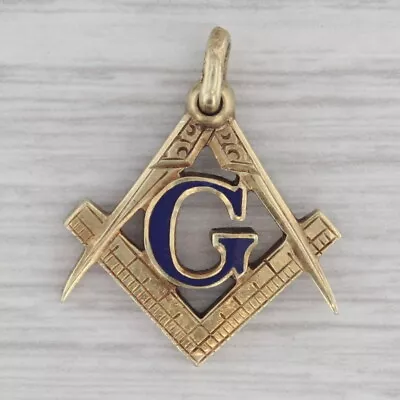 Antique Masonic Pendant Fob Square Compass Blue Lodge 14k Gold • $329.99