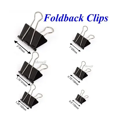 £2.39 • Buy Bulldog Foldback Letter Clips Metal Paper Binder Grip Receipt Filing Binding