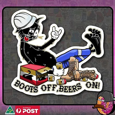 Boots Off Beers On Hard Hat Sticker - Vinyl Sticker • $3.66