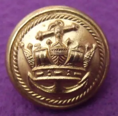 VINTAGE BRASS MERCHANT NAVY TUNIC BUTTON ROPE CROWN ANCHOR. 23mm.     BB1-6 • £1.99