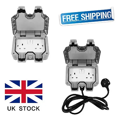 Outdoor/Outside Garden Extension Lead Socket Box IP66 Rated 1m - 25m Black Cable • £20.29