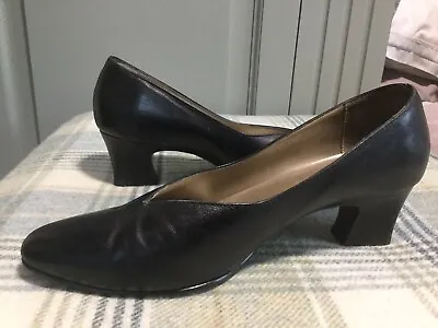 Vintage Lilley & Skinner Black Leather Shoes 80s Size 5 30s 40s Style  • £18