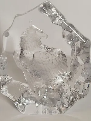 MATS JONASSON Sweden Lead Crystal Eagle Paperweight Signed  • $30.80