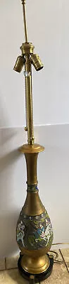 Vintage MCM Hollywood Regency Marbro Champleve Brass Lamp Large • $429.99