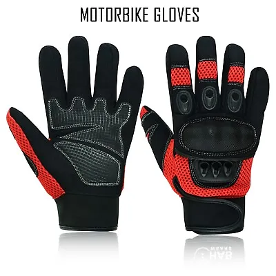 Mens Summer Motorbike Motorcycle Gloves Vented Lightweight Knuckle Protection UK • £10.99