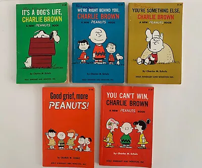 5 Vintage Charles Schulz Peanuts Snoopy Charlie Brown Comic Books Lot Fawcett • $16