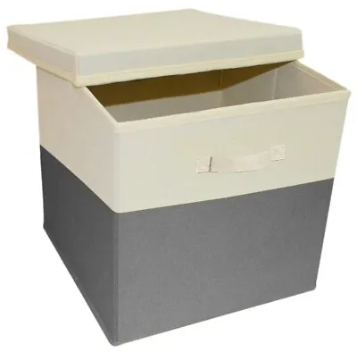 Foldable Storage Boxes With Lid Collapsible Home Clothes Organizer Fabric Cube • £15.99