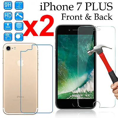 $7.99 • Buy X2 Tempered Glass 9H Screen Protector Guard For Apple IPhone 7 PLUS Front + Back