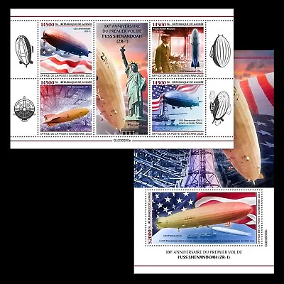 USS Shenandoah (ZR-1) Airship Aviation MNH Stamps 2023 Guinea M/S + S/S • $25.20