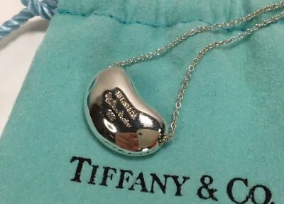 Tiffany & Co. Sterling Silver Elsa Peretti 　Bean 19mm Pendant Necklace   B4.2 • $142