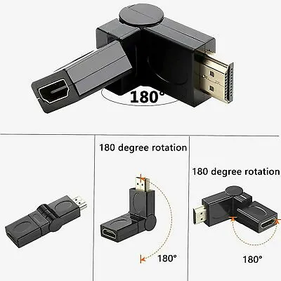 HDMI Male To Female Right Angle Connector Adapter 90 180 270 360 Degrees   • $3.49