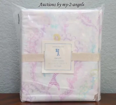 NEW Pottery Barn Kids BAILEY MERMAID Twin Duvet Cover PINK AQUA *beach • $89.95