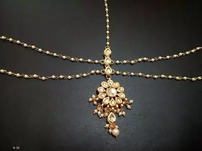 Gold Plated Ethnic Matha Patti Kundan Traditional Maang Tikka Head Piece Jewelry • $18.13