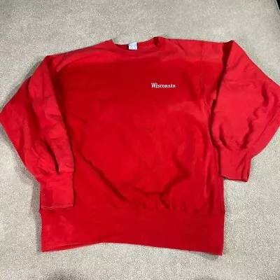 Vintage Winsonsin Sweatshirt Adult XL Red Champion Reverse Weave University • $103.92
