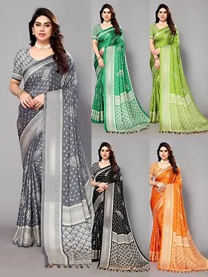 Printed Blocked Printed Daily Wear Chiffon Saree • $20.87