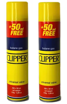 2 X Clipper Universal High Quality Butane Gas Lighter Refill Fluid Fuel 300ML • £6.99