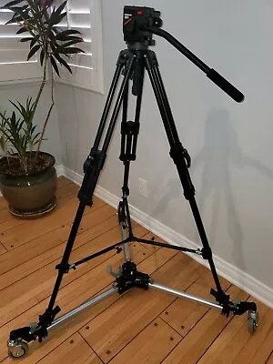 Manfrotto 501 Fluid Head&351MVB2 Tripod & Manfrotto 181 Folding AutoDolly • $497.41