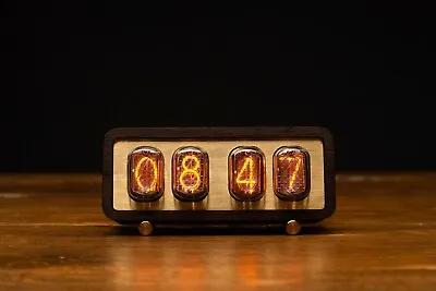 Nixie Tube Clock With IN-12 TUBES IN WOODEN CASE ECO-FRIENDLY • $199