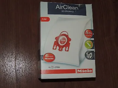 New Genuine Miele FJM 41996583 AirClean Vacuum Cleaner Bags - 4 Bags + 2 Filters • $17.99