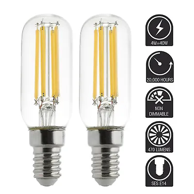 LED Cooker Hood Lamps 4W Extractor Fan Bulbs Cool White Light E14 SES Pack Of 2 • £6.25