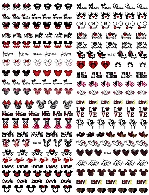 4PC-Valentine's Day Mickey Mouse Nail Art Stickers Transfers Decals • $4