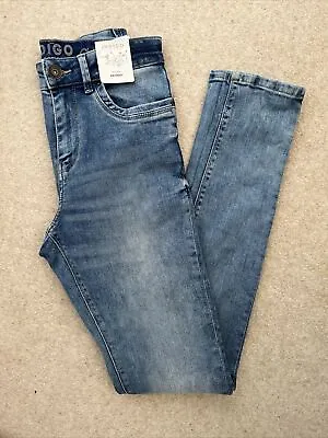 MARKS & SPENCER INDIGO COLLECTION MID RISE SKINNY JEANS Size 8 Long Bnwt • £14.99