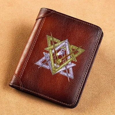 High Quality Genuine Leather Wallet Free And Accepted Masons Badge • $59.95