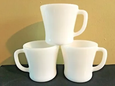 3 Vintage Milk Glass Federal Glass Mugs D Handle • $10.99