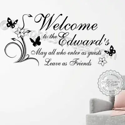 £14.99 • Buy Personalised Welcome Wall Sticker, Family Name Bar Restaurant Wall Decor Decals
