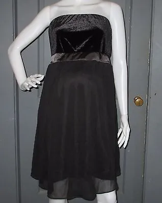 NWT Black MATERNAL AMERICA Maternity Strapless VELVET CHIFFON Dress L Party NEW • $19.99