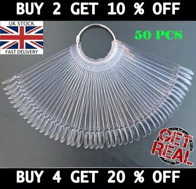 Fake Nail Display 50 Pcs. Nail Art Fan Wheel Polish Practice Sample Swatches UK • $4.97