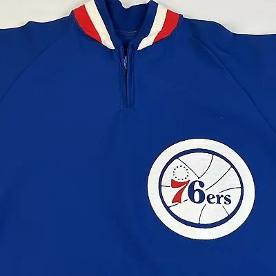 Philadelphia 76ers Warm Up Shirt Youth L Sand-Knit MacGregor Made In USA 1/4 Zip • $24.76