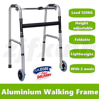 Lightweight Aluminium Folding Mobility Zimmer Walking Frame Height Adjustable • £39.99