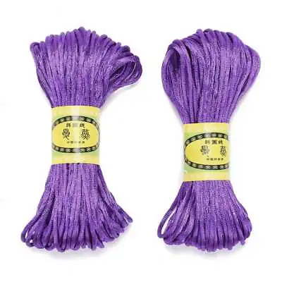£2.99 • Buy 20m Dark Violet Rattail Satin Cord 2mm - Kumihimo Macrame Chinese Knot - P00898