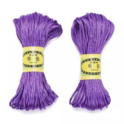 £3.49 • Buy 20m Dark Violet Rattail Satin Cord 2mm - Kumihimo Macrame Chinese Knot - P00898