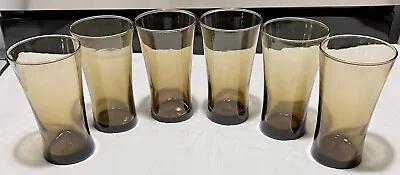 Set #3 6 Vintage Tawny Mocha Brown 6  Anchor Hocking Linden Iced Tea Glasses • $8.99