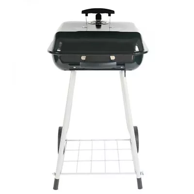 17.5  Square Steel Charcoal Grill With Wheels For Outdoor Camping BBQ Black • $23.96