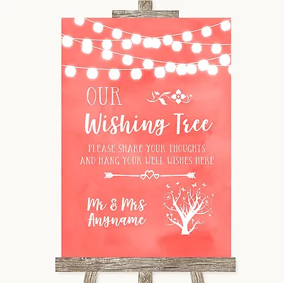 £34.95 • Buy Coral Watercolour Lights Wishing Tree Personalised Wedding Sign