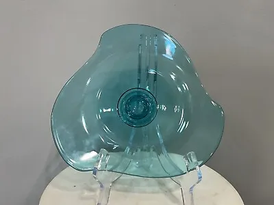 Vtg Mid-Century Modern Viking Glass Turquoise Epic Bowl Taper Candle Holder MCM • $19.99