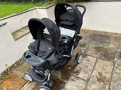 £50 • Buy Graco Stadium Duo Tandem Pushchair With Click Connect - Black/Grey