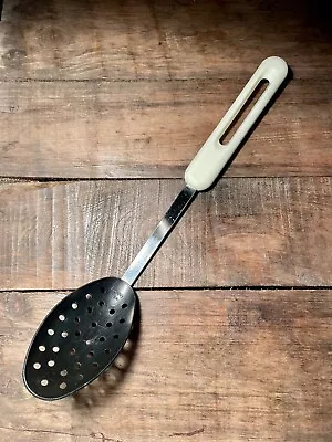 Vintage BONNY USA Slotted Black Spoon Nylon White Handle Kitchen Utensil 12” • $9.50