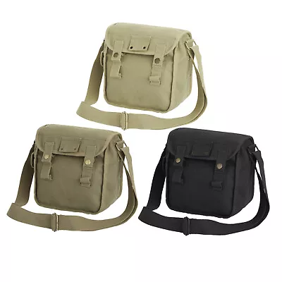 Canvas Bag Vintage Army Style Medium Haversack Work Tool Webbing Shoulder Sack • £13.29