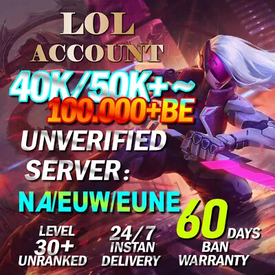 $19.99 • Buy EUW NA EUNE ⭐ League Of Legends LOL 40,000-100,000 BE Capsule