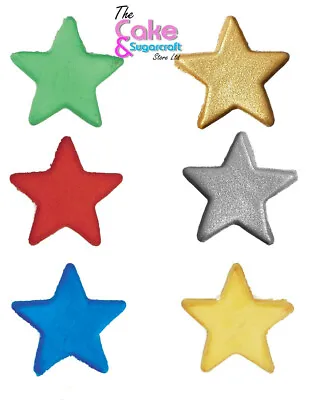 12 Edible Sugar Stars Cake Decorations Toppers Many Colours Cupcakes Fab Quality • £4.28