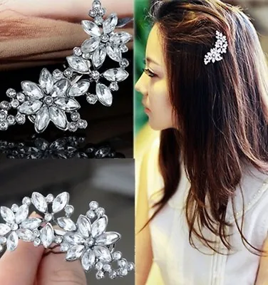£4.49 • Buy Fake Crystal Diamante Flower Hair Clip Pin Comb Bride Bridesmaid Grip Slide V6
