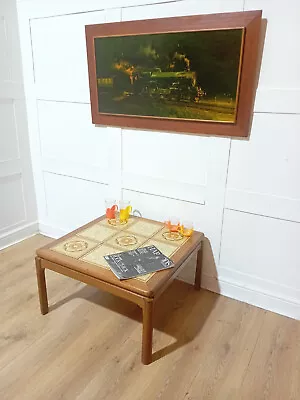 Retro Teak Nathan Tile Topped Coffee Table Vintage Sofa Table Mid Century Modern • £125