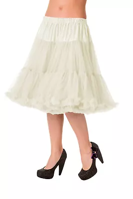 £29.99 • Buy Ivory 50's Rockabilly Retro Super Soft 23 Inches Petticoat Skirt BANNED Apparel
