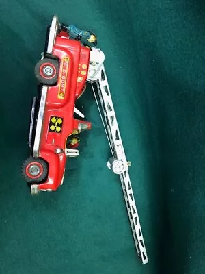 Vintage 1960s Nomura Japan Tin Red Fire Truck Battery-Operated Tin Toy FD 6097 • $75